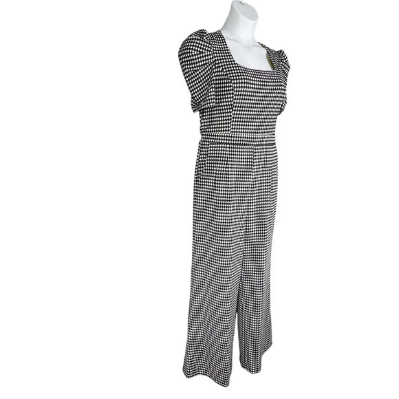 Women 12 Houndstooth Wide Leg Jumpsuit Pockets Stretch By Shelby & Palmer Office - Picture 3 of 16